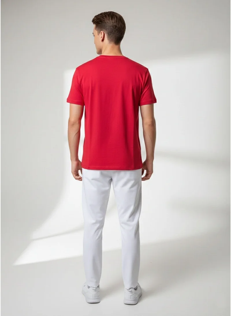 لعب البولو تيشيرت رجالي مطبوع - أحمر